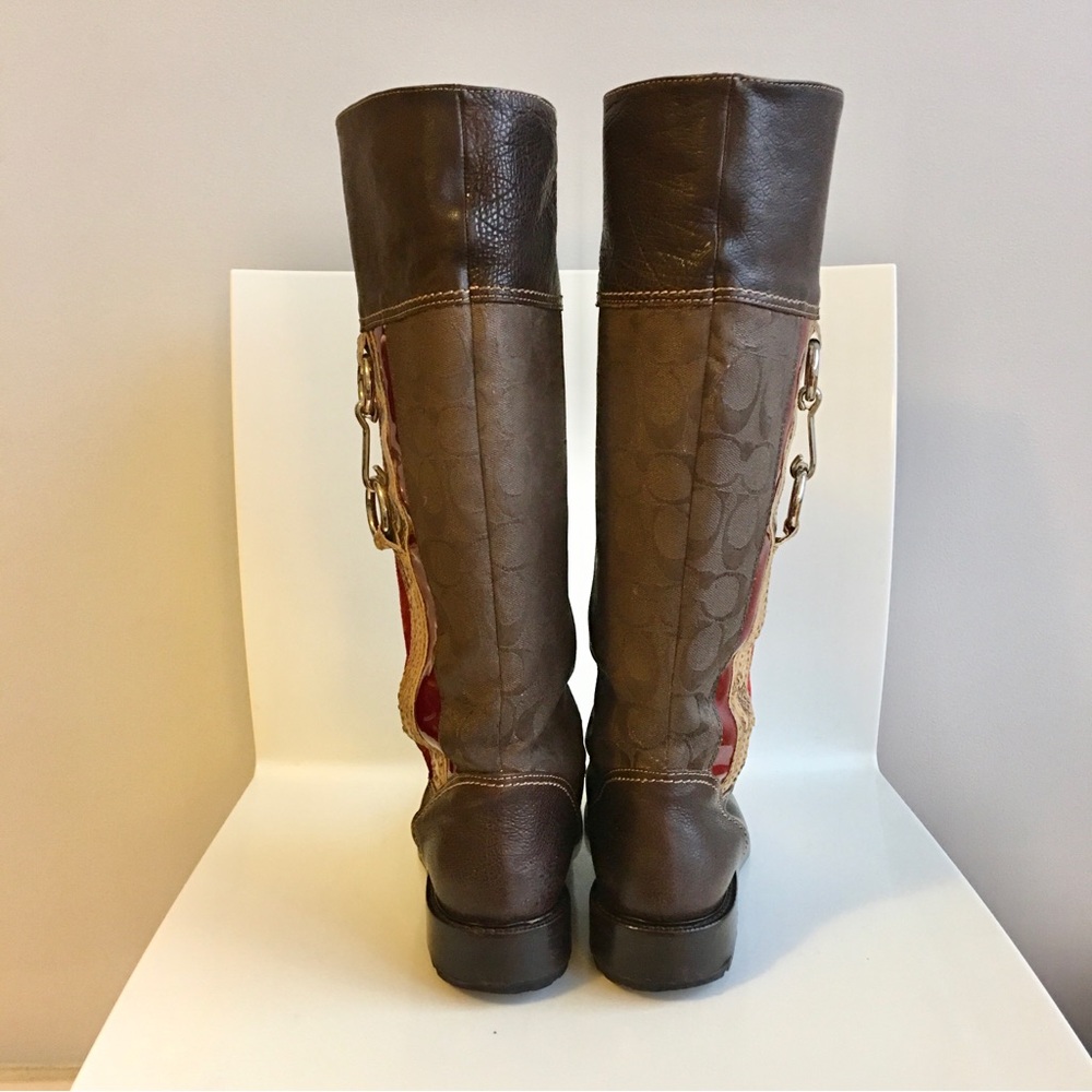 Coach ROCHELLE Pull on Signature Canvas Leather Riding Boots - Picture 5 of 16